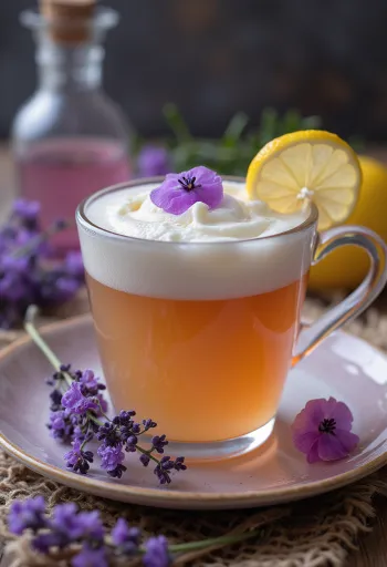 Sidra con lavanda servida en vaso