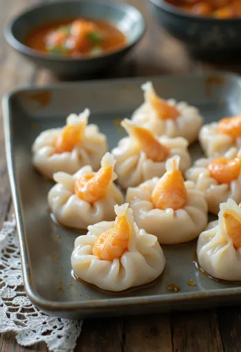 Dumpling vietnamita de tapioca con camarón y masa translúcida