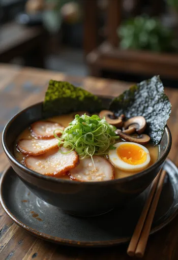 Ramen Chashu servido con rebanadas de carne asada japonesa