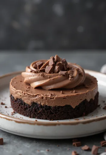 Pastel mousse de chocolate servido