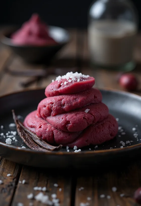 Parfait de chocolate y betabel servido