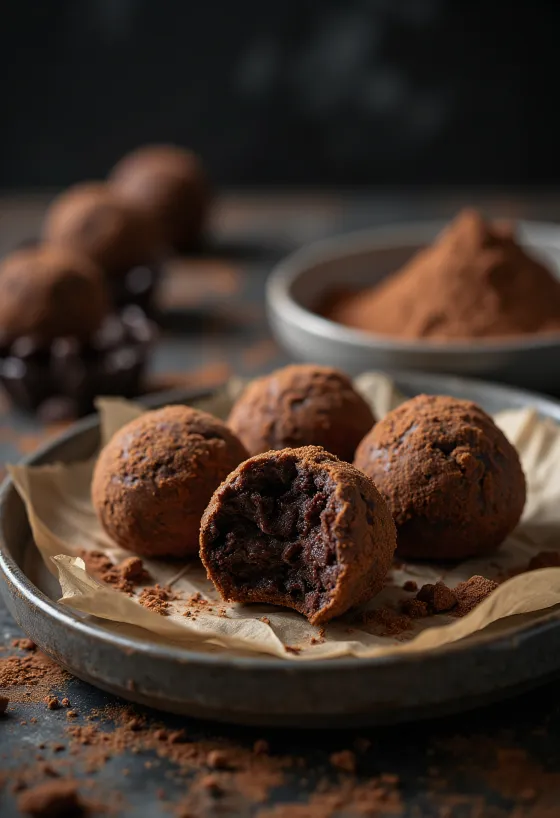 Trufas de chocolate servidas