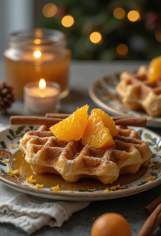Waffles navideños con especias de pan de jengibre y cáscara de naranja