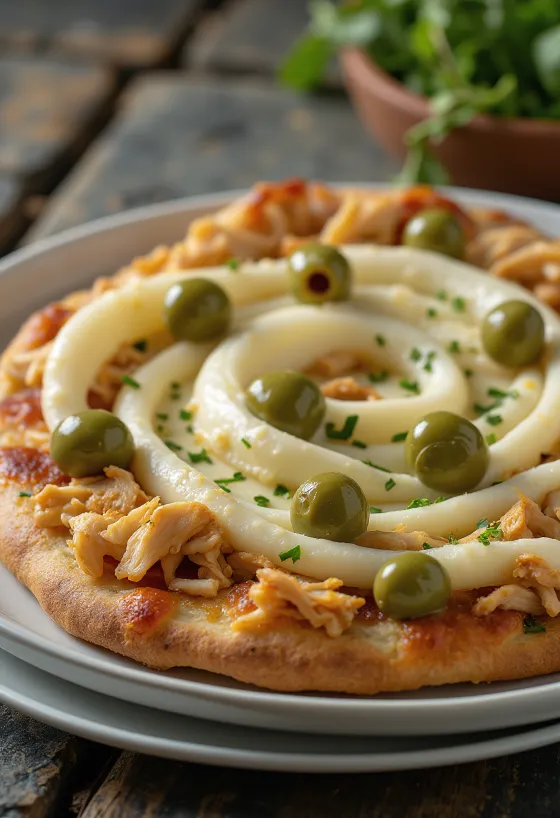 Pizza de Frango com Catupiry con pechuga de pollo y queso crema