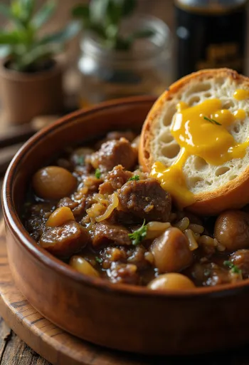 Carbonnade Flamande servida con puré de papa