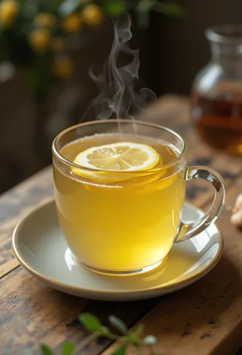 Té de limón con jengibre en taza