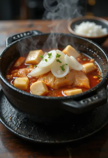 Domi Maeuntang Jjigae, sopa de pescado picante coreana con kimchi