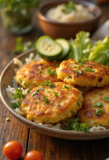 Kolokithokeftedes con harina sin gluten, tortitas de verduras con hierbas