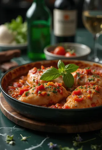 Pollo alla Cacciatora servido con pan fresco