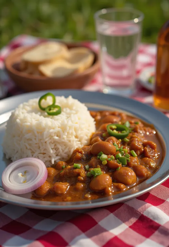 Rajma chawal, curry de frijoles rojos indio servido con arroz basmati en un tazón