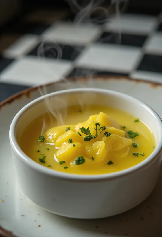 Salsa de mantequilla a las finas hierbas servida con pescado a la parrilla