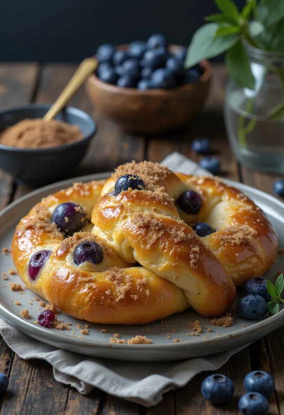 Pretzel de arándanos servido