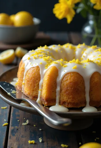 Pastel de limón y miel con glaseado fresco de limón