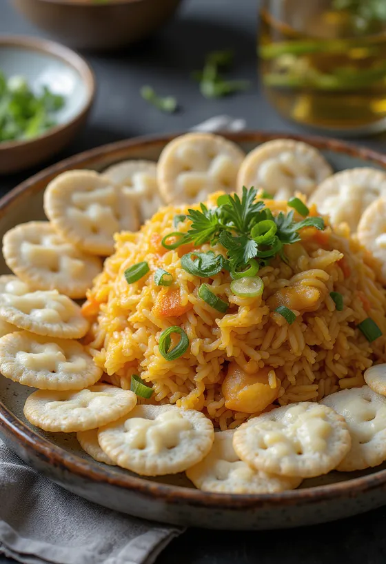 Nasi Goreng con Krupuk, servido con ricas especias y krupuk