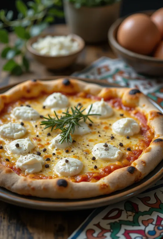 Pizza Bianca con Gorgonzola con quesos italianos y romero