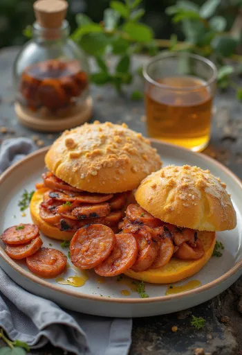 Bolo do Caco con chorizo, servido fresco