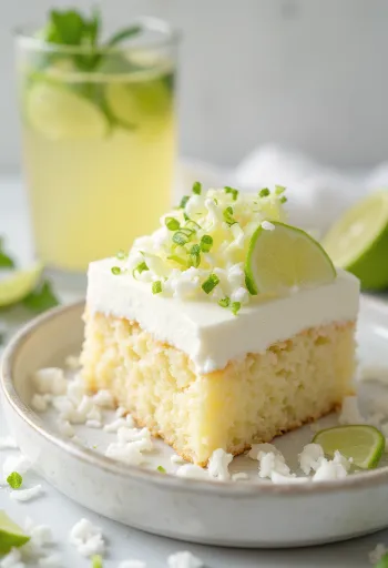 Pastel de lima y coco decorado
