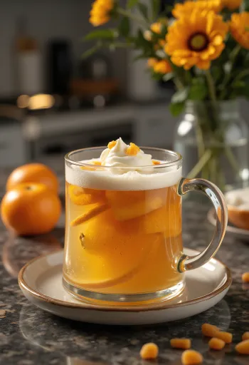 Sidra cítrica con menta servida en vaso