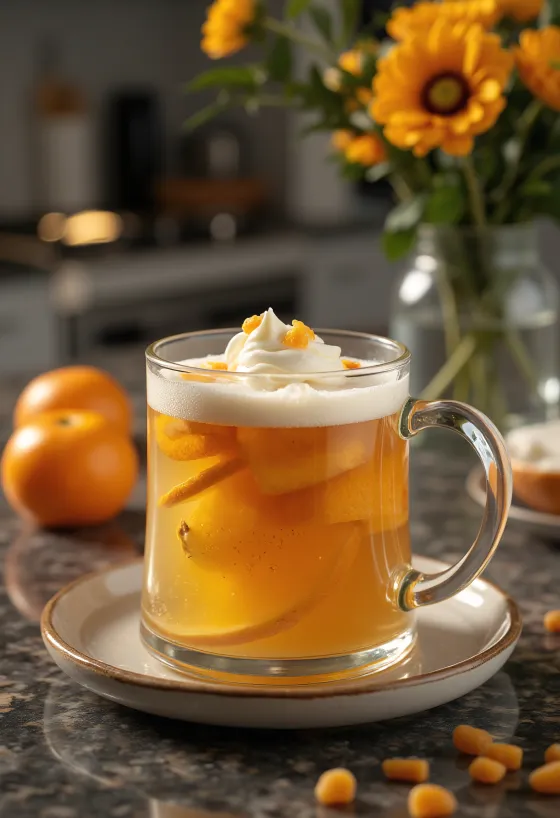 Sidra cítrica con menta servida en vaso