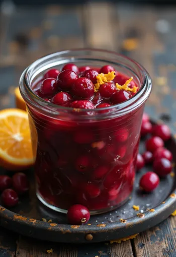 Salsa de arándanos rojos servida