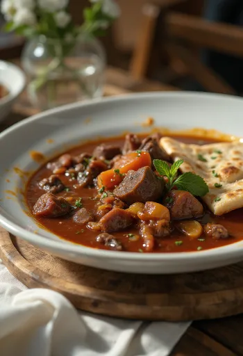 Estofado de res Aiwaj iraquí servido