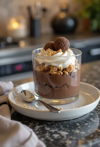 Mousse de chocolate en vasitos servido