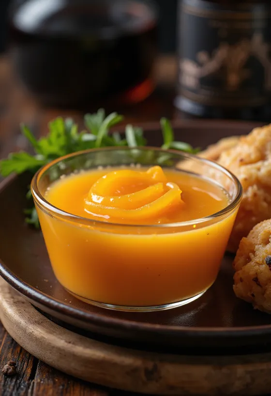 Salsa de naranja con jengibre servida