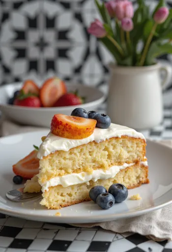 Pastel de vainilla sin azúcar servido