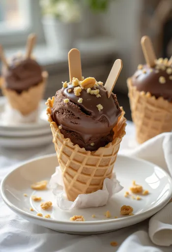 Helado Drumstick Chocolate en cono servido