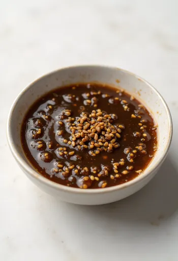 Salsa de ajonjolí con jengibre servida