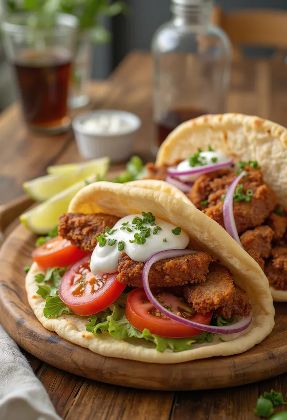 Gyros de Cerdo, pita de cerdo con salsa tzatziki